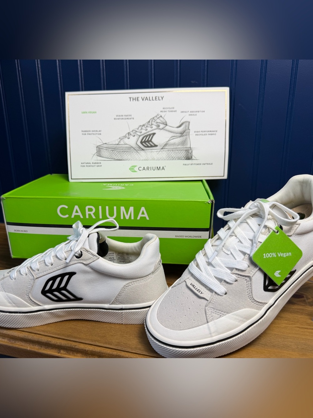 CARIUMA Vallely Pro Vegan Skate Sneakers Off White Black Men 9 Women 10.5 NIB